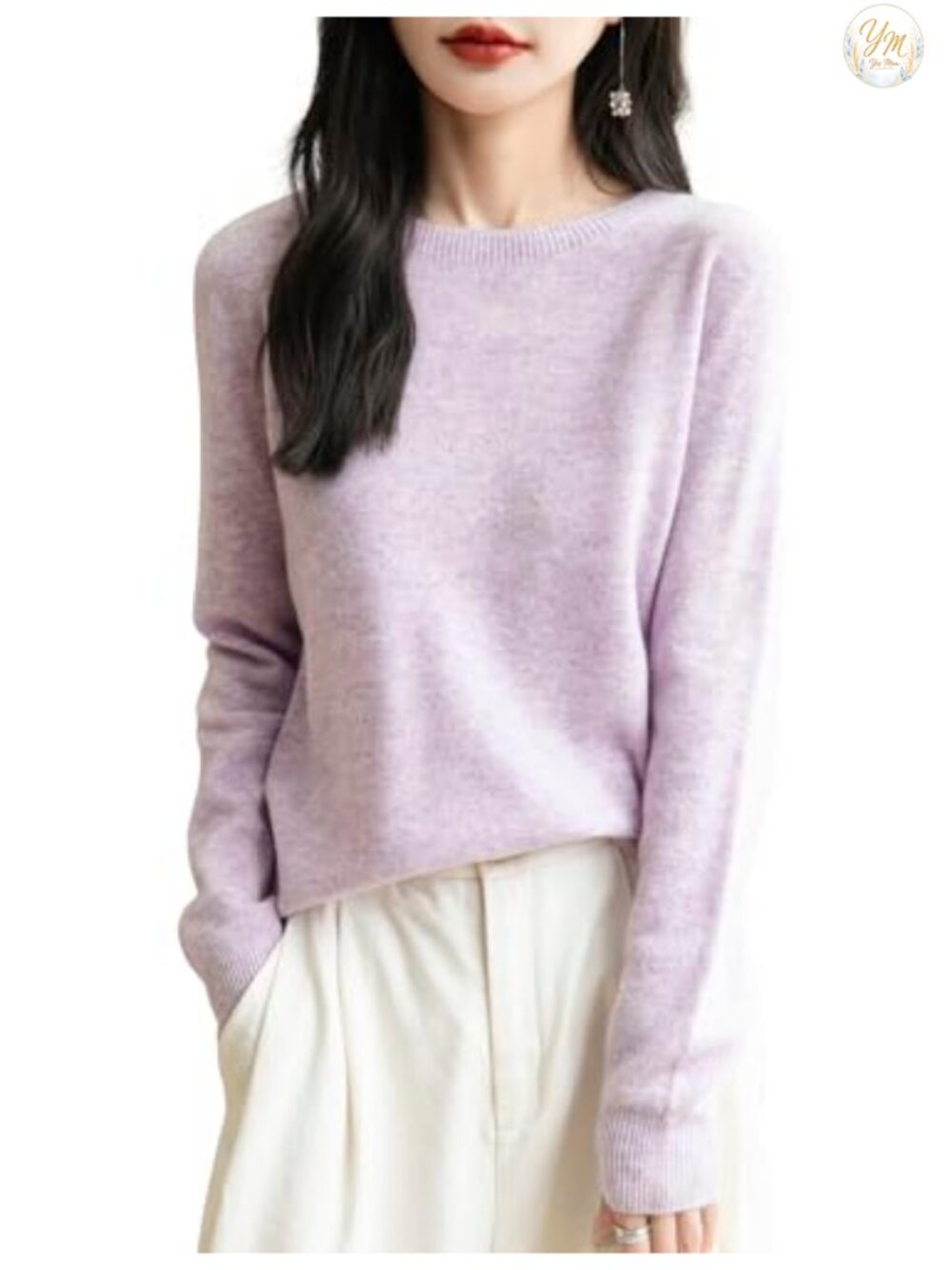 100% Merino Wool 3D Seamless Long Sleeve Crewneck Sweater Winter